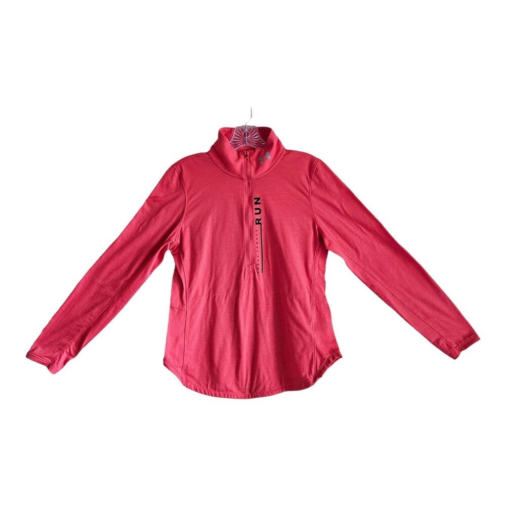 UNDER ARMOUR Women's M Shirt HeatGear Streaker Sweep 1/2 Zip Running Coral 36"